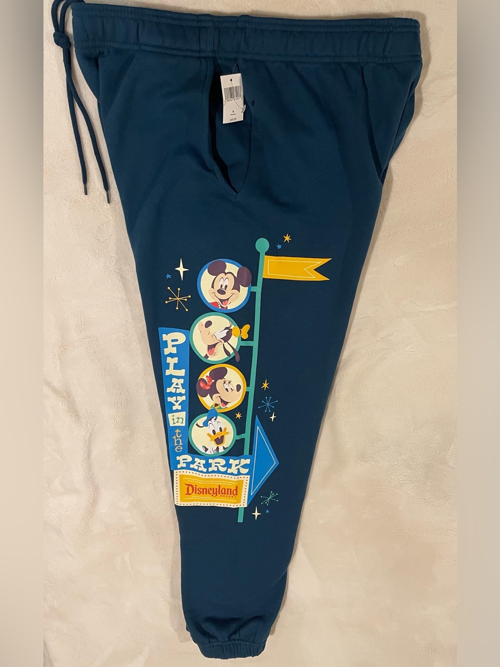 Disneyland "Play in the Park" Navy Joggers featuring Mickey & Friends NWT Medium
